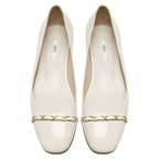 Jacinto Beyaz Kadın Zincir Detaylı Deri Babet