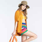 Jemma Turuncu Kadın Kısa Kollu Süet Deri Gömlek