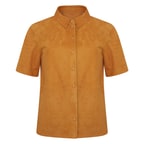 Jemma Turuncu Kadın Kısa Kollu Süet Deri Gömlek