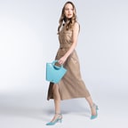 Jianna Bej Kadın Gömlek Yakalı Deri Elbise