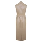 Jianna Bej Kadın Gömlek Yakalı Deri Elbise