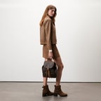 Kadın Açık Kahve Kısa Gömlek Yaka Deri Ceket