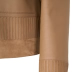 Kadın Açık Kahve Kısa Gömlek Yaka Deri Ceket