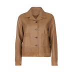 Kadın Açık Kahve Kısa Gömlek Yaka Deri Ceket