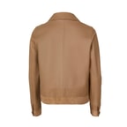 Kadın Açık Kahve Kısa Gömlek Yaka Deri Ceket