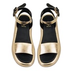 Kadın Altın Ayarlanabilir Tokalı Deri Sandalet