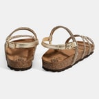 Kadın Altın Ayarlanabilir Tokalı Taş Detaylı Sandalet