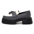 Kadın Antrasit Deri Loafer