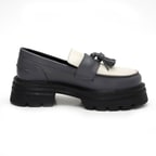 Kadın Antrasit Deri Loafer