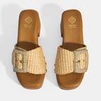 Kadın Bej Ayarlanabilir Toka Detaylı Topuklu Terlik