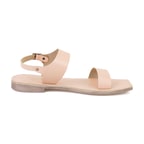 Kadın Bej Ayarlanabilir Tokalı Deri Sandalet