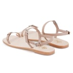 Kadın Bej Ayarlanabilir Tokalı Deri Sandalet