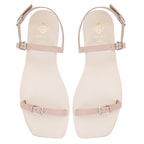 Kadın Bej Ayarlanabilir Tokalı Deri Sandalet