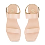 Kadın Bej Ayarlanabilir Tokalı Deri Sandalet