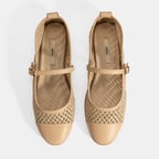 Kadın Bej Ayarlanabilir Tokalı Hasır Babet