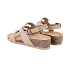Kadın Bej Ayarlanabilir Tokalı Nubuk Deri Sandalet