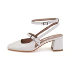 Kadın Bej Ayarlanabilir Tokalı Topuklu Deri Abiye