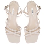 Kadın Bej Ayarlanabilir Tokalı Topuklu Deri Sandalet