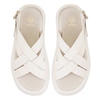 Kadın Bej Dolgu Tabanlı Deri Sandalet