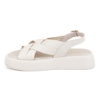 Kadın Bej Dolgu Tabanlı Deri Sandalet