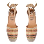 Kadın Bej Dolgu Topuklu Deri Espadril Sandalet