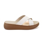 Kadın Bej Dolgu Topuklu Deri Terlik