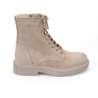 Kadın Bej Fermuarlı Süet Deri Bot