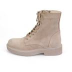 Kadın Bej Fermuarlı Süet Deri Bot