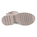 Kadın Bej Kemer Aksesuarlı Topuklu Deri Bot