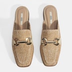 Kadın Bej Metal Aksesuarlı Hasır Terlik