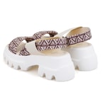 Kadın Bej Monogram Desenli Dolgu Topuklu Sandalet