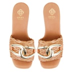 Kadın Bej Platform Topuklu Hasır Terlik