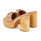 Kadın Bej Platform Topuklu Hasır Terlik