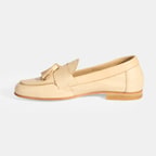 Kadın Bej Püskül Detaylı Deri Loafer