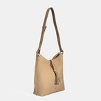 Kadın Bej Püskül Detaylı Omuz Çantası