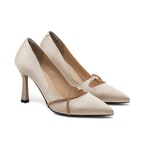 Kadın Bej Saten Taşlı Stiletto