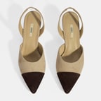 Kadın Bej Slingback Süet Topuklu Ayakkabı 