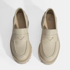 Kadın Bej Slip-On Deri Loafer