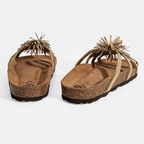 Kadın Bej Taş Detaylı Süet Terlik