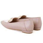 Kadın Bej Toka Aksesuarlı Deri Loafer