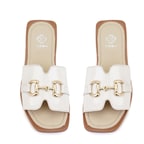 Kadın Bej Toka Aksesuarlı Deri Terlik