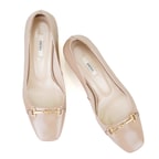 Kadın Bej Toka Aksesuarlı Topuklu Klasik Ayakkabı