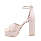 Kadın Bej Topuklu Abiye Sandalet