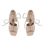 Kadın Bej Topuklu Deri Sandalet