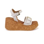 Kadın Bej Topuklu Deri Sandalet