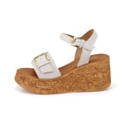 Kadın Bej Topuklu Deri Sandalet