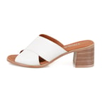 Kadın Bej Topuklu Deri Terlik