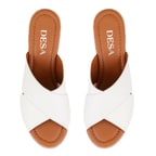 Kadın Bej Topuklu Deri Terlik