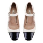 Kadın Bej Topuklu Mary Jane Deri Klasik Ayakkabı