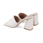 Kadın Bej Topuklu Napa Deri Terlik